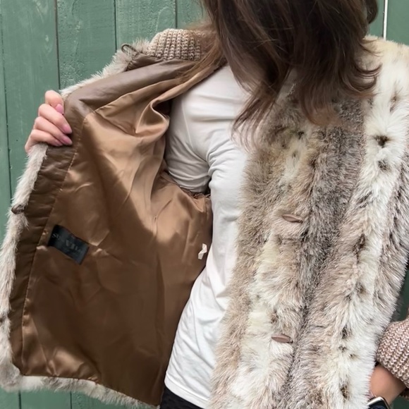 Vintage Faux Fur Knit Sleeve Coat Bohemian Retro - Picture 4 of 7